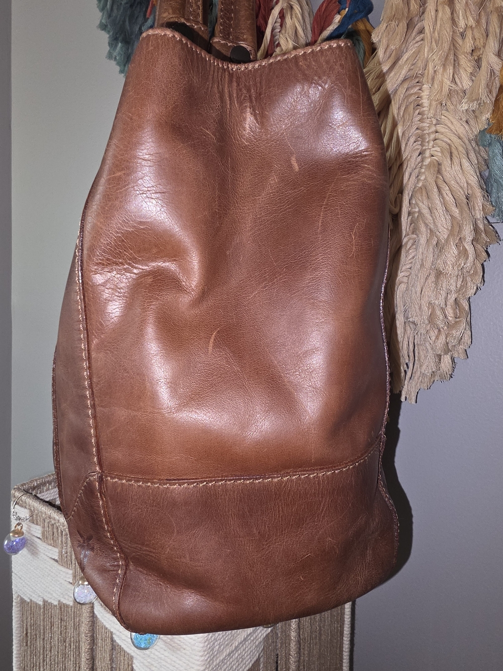 FRYE MELISSA Brown/Cognac Leather Tote Bag - Picture 7 of 13